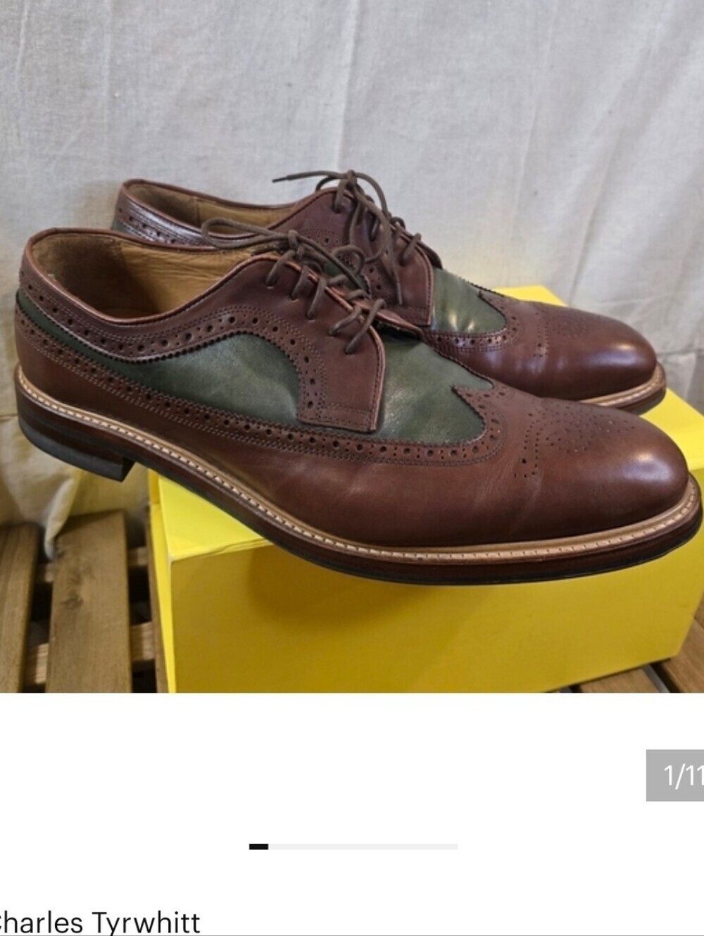 Charles Tyrwhitt Brown and Olive Oxfords - Picture 12 of 12
